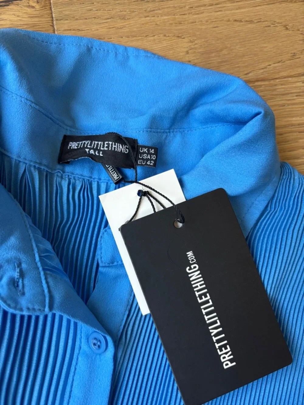 NWT prettly little thing oversized pleated button down 10 tall - Picture 5 of 5